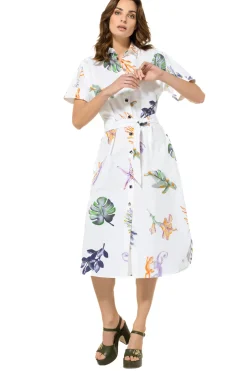 3181-69 / Comfortabele Rechtvallende Midi Jurk In Katoen><noscript><img width=