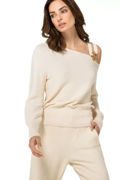 1257-34 / Elegante Fijn Gebreide Pull Met Schoudereffect><noscript><img width=