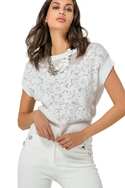 1266-91 / Elegante Half Doorschijnende Top>Caroline Biss Outlet