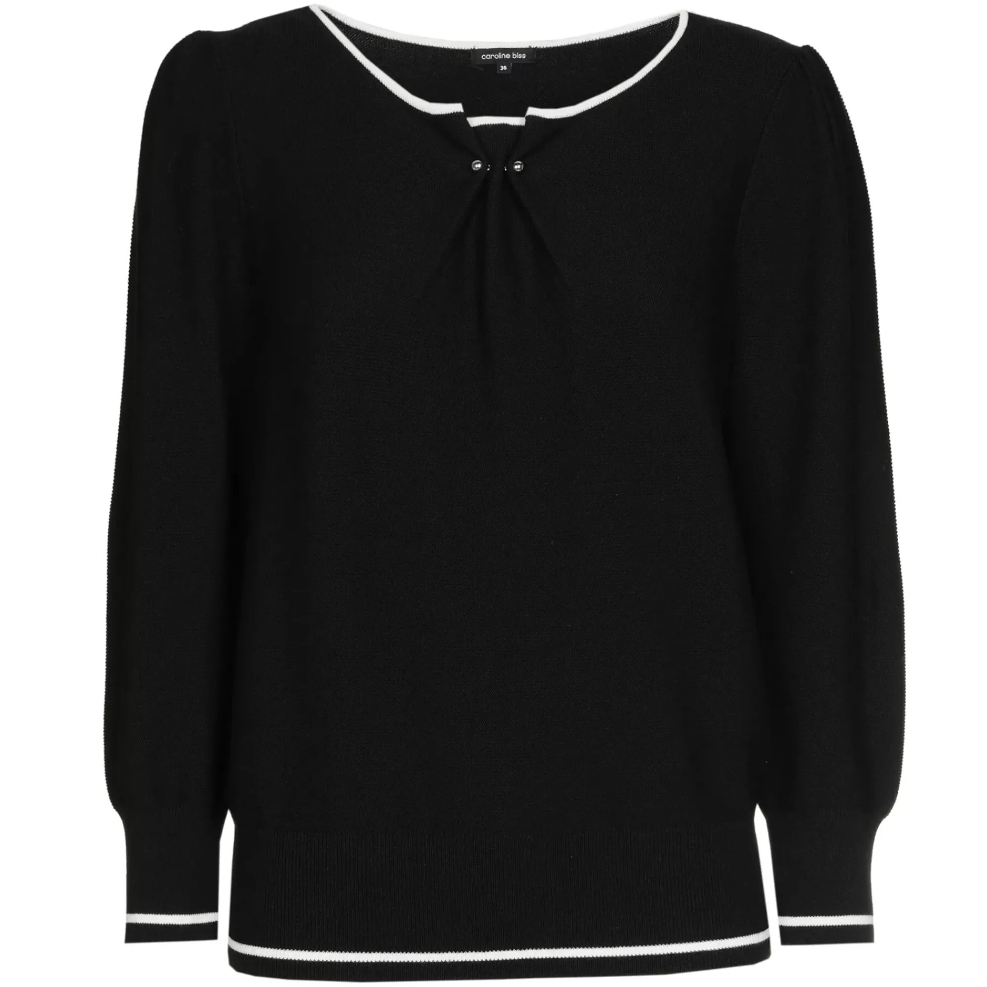 1248-10 / Fijn Gebreide Bicolor Pull>Caroline Biss Online