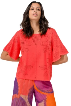 1249-72 / Fijn Gebreide Pull Met Bloemeffect><noscript><img width=
