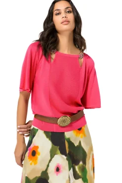 1258-74 / Fijn Gebreide Pull Met Fantasiemouw>Caroline Biss Online