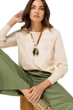 1250-34 / Fijn Gebreide Pull Met Bloemeffect><noscript><img width=