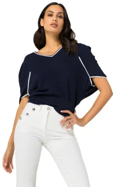 1247-21 / Fijn Gebreide Pull Met Mouweffect><noscript><img width=