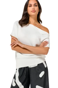 1246-91 / Fijn Gebreide Top Met Schoudereffect><noscript><img width=