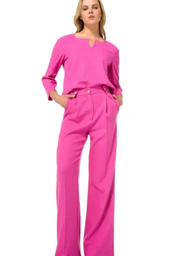 1582-73 / Geklede Comfortabele Broek, Recht Been, Mid Waist><noscript><img width=