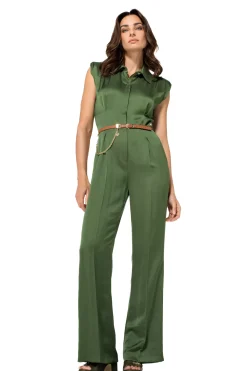 1564-61 / Geklede Shiny Jumpsuit, Recht Been><noscript><img width=