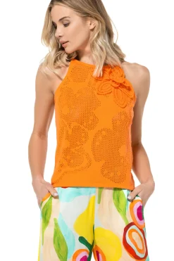 3200-55 / Half Doorzichtige Gebreide Top><noscript><img width=