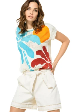 3202-89 / Half Doorzichtige Gebreide Zomerse Pull><noscript><img width=