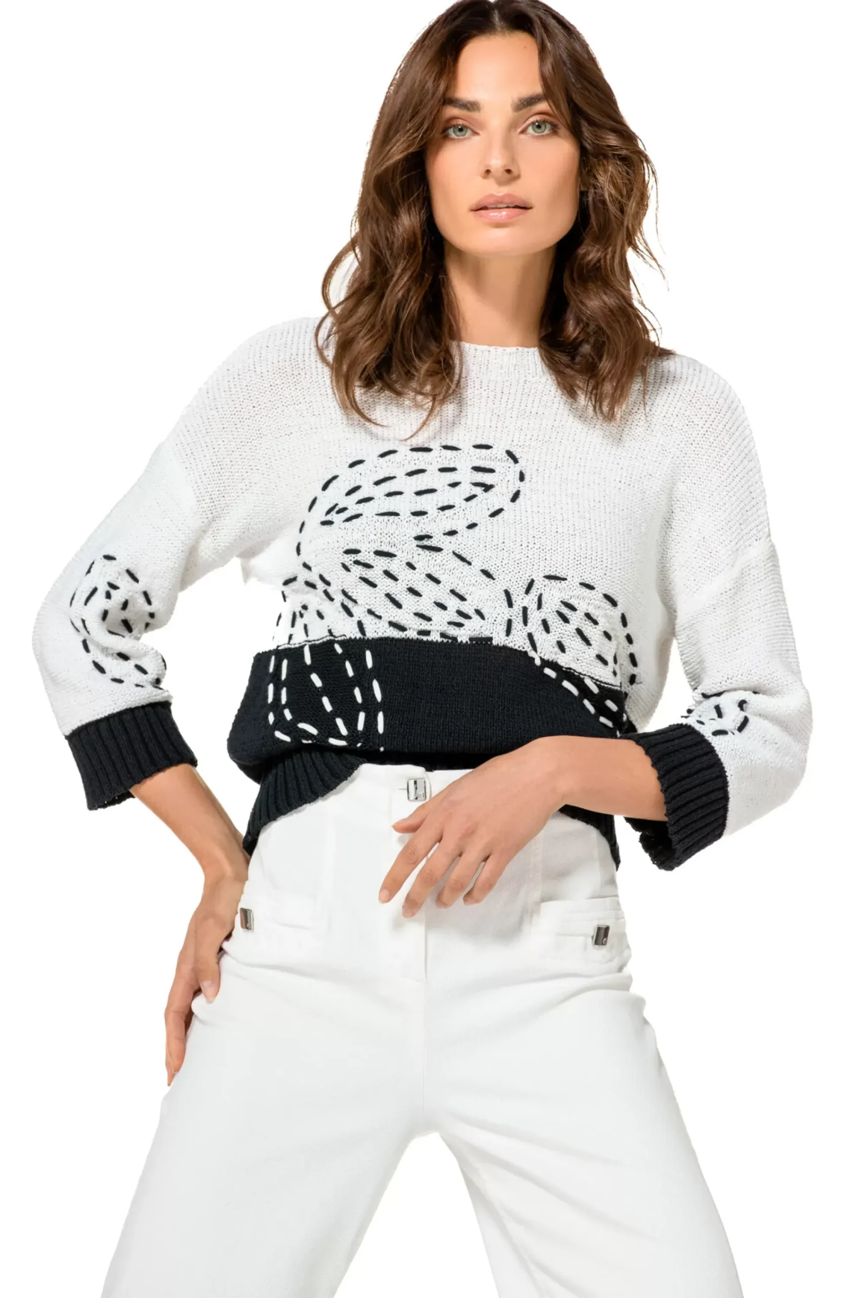 1298-19 / Katoenen Pull Bicolor>Caroline Biss Best