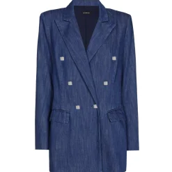 1816-24 / Licht Aansluitende Lange Soepele Jeansblazer>Caroline Biss Best