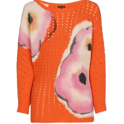 1280-69 / Los Gebreide Lange Pull Met Opdruk>Caroline Biss New