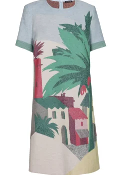 1152-69 / Rechtvallende Jurk In Katoen Met Allover Print>Caroline Biss Discount