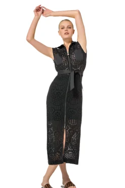 1143-10 / Rechtvallende Midi Jurk In Kant><noscript><img width=