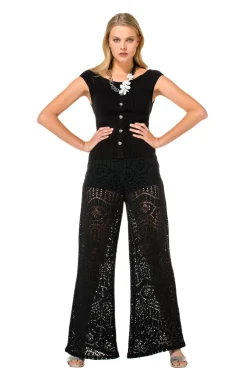 1546-10 / Soepelvallende Broek In Crochet, Wijd Been, Normal Waist><noscript><img width=
