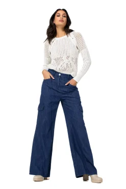 1512-24 / Soepelvallende Cargojeans, Wijd Been, Normal Waist><noscript><img width=
