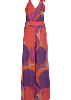 1575-49 / Soepelvallende Geklede Jumpsuit, Wijd Been, Plisse Effect>Caroline Biss Clearance