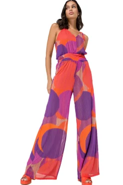 1575-49 / Soepelvallende Geklede Jumpsuit, Wijd Been, Plisse Effect><noscript><img width=