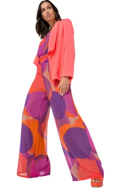 1575-49 / Soepelvallende Geklede Jumpsuit, Wijd Been, Plisse Effect><noscript><img width=