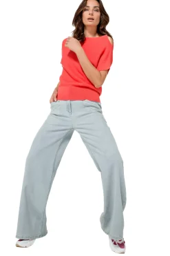 1525-25 / Soepelvallende Jeans, Wijd Been, High Waist><noscript><img width=