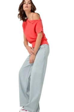 1525-25 / Soepelvallende Jeans, Wijd Been, High Waist><noscript><img width=
