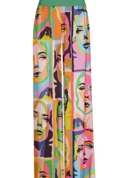 1542-79 / Soepelvallende Palazzobroek, Normal Waist, Pop-Art Print>Caroline Biss Outlet