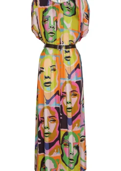 1142-79 / Soepelvallende Pop-Art Midi Jurk>Caroline Biss New
